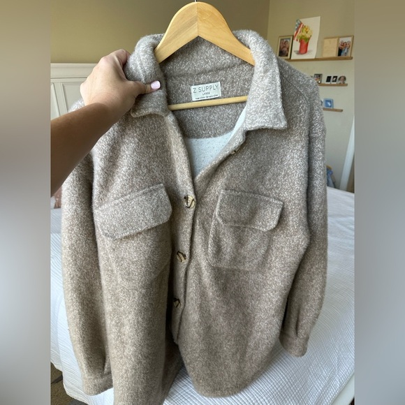 Z Supply Trucker Jacket Soft Beige Cozy Jacket - Picture 8 of 8